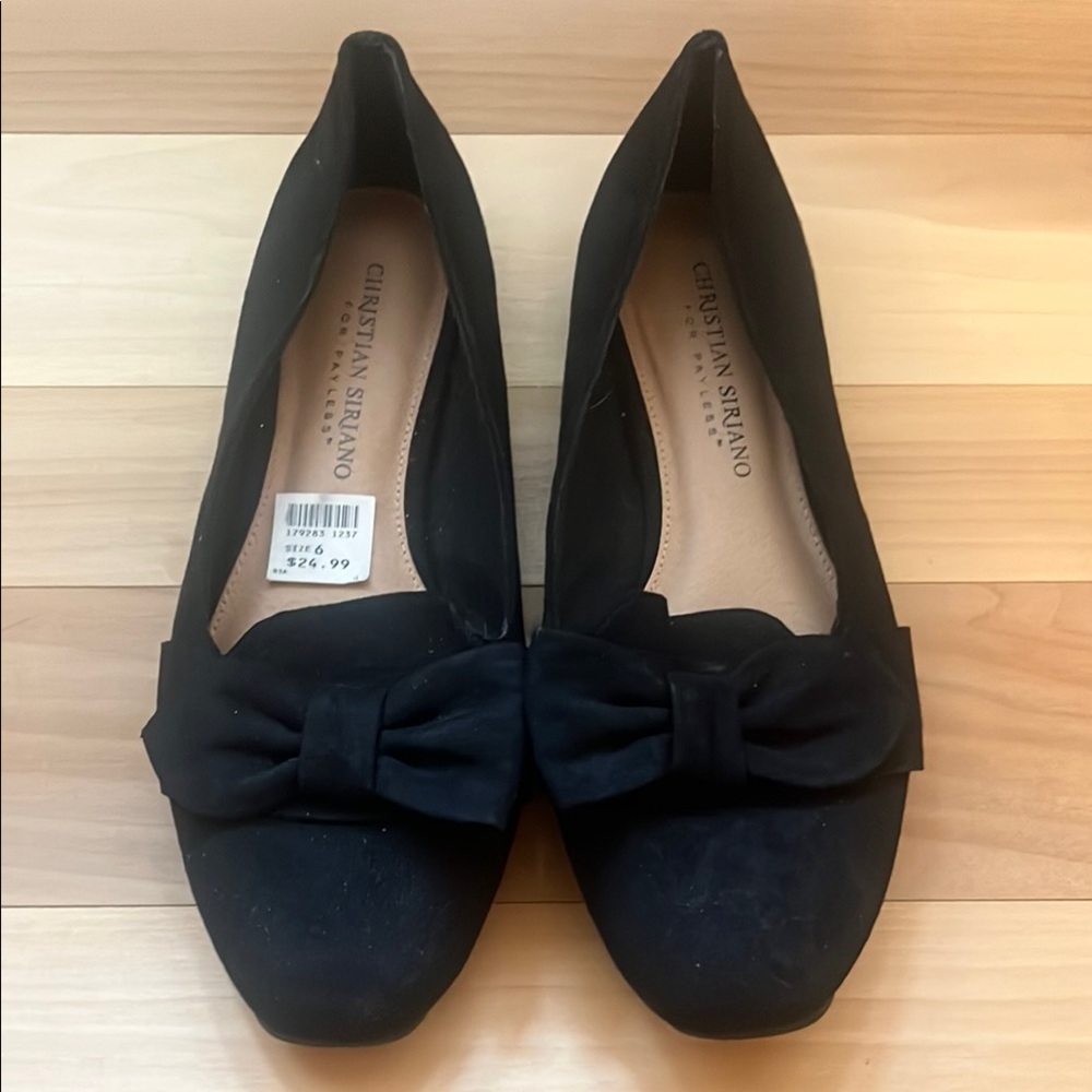 Christian Siriano x Payless Black Suede Flats with Bow